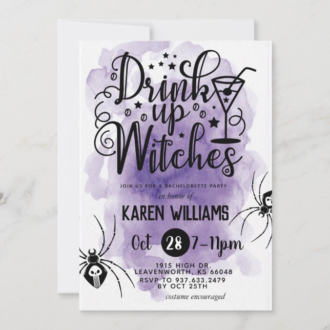 Invitación Bebe las brujas Halloween Bachelorette Party (Anverso)