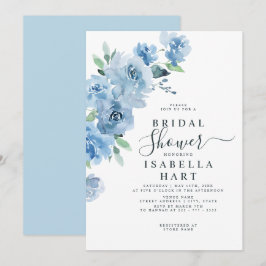 Invitación Bebé ligero Azul Botánico Floral Bridal Ducha