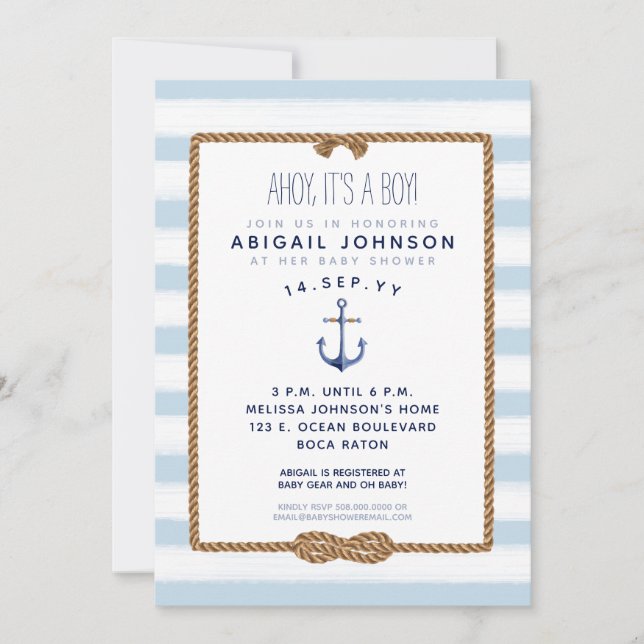 Invitación Bebé ligero azul Knot Infinity Baby Shower (Anverso)