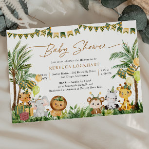 Invitación Bebé lindo Animales Fiesta de la jungla Tema Baby