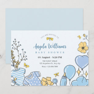 Invitación Bebé lindo azul
