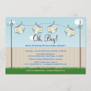 Invitación Bebé lindo Baby Shower de la cuerda para tender la