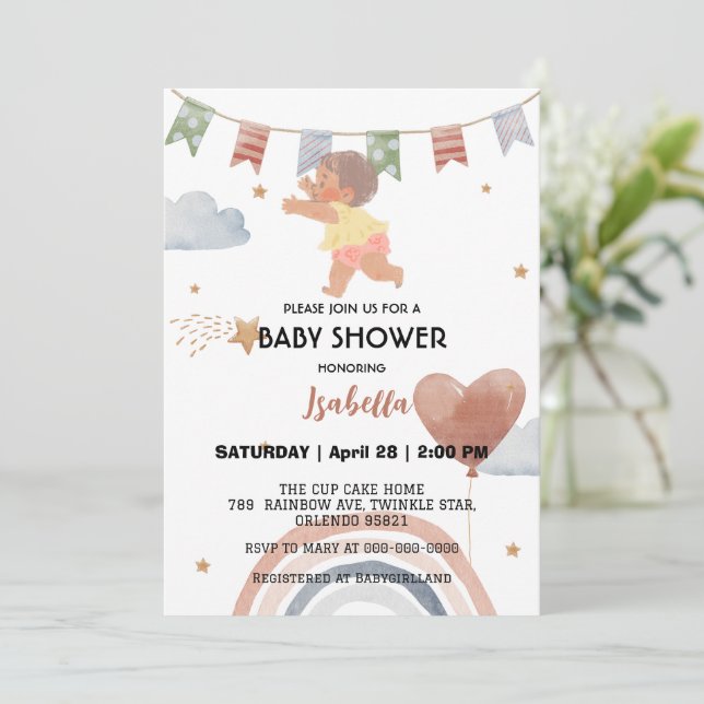 Invitación Bebé lindo bebé afroamericano, ducha de bebé (Anverso de pie)