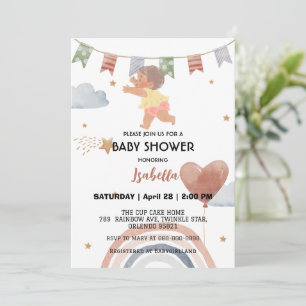 Invitación Bebé lindo bebé afroamericano, ducha de bebé