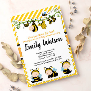 Invitación Bebé lindo Bumble Abeja Abeja Baby Shower