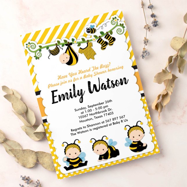 Invitación Bebé lindo Bumble Abeja Abeja Baby Shower (Subido por el creador)