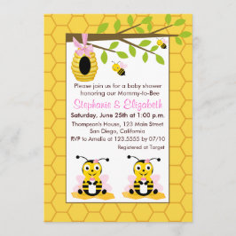 Invitación Bebé lindo Bumblebee Twin Gir Baby Shower