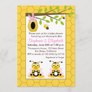 Invitación Bebé lindo Bumblebee Twin Gir Baby Shower