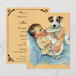 Invitación Bebé lindo con perro, Fiesta de Baby Shower