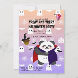 Invitación Bebé lindo de Halloween Vampiro Panda Dracula