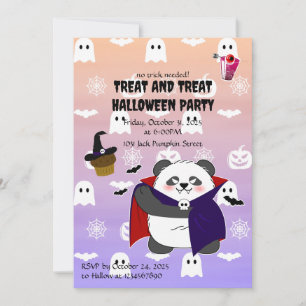 Invitación Bebé lindo de Halloween Vampiro Panda Dracula