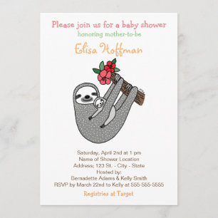Invitación Bebé lindo de la mamá de la pereza de la