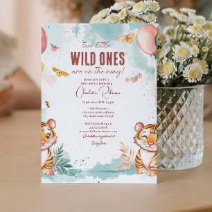 Invitación Bebé lindo Dos tigres Ducha bebé