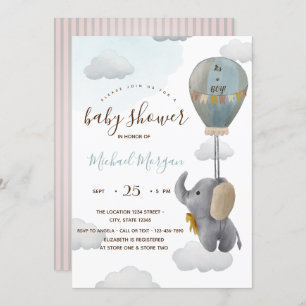 Invitación Bebé lindo Elefante Bandas de globo Baby Shower