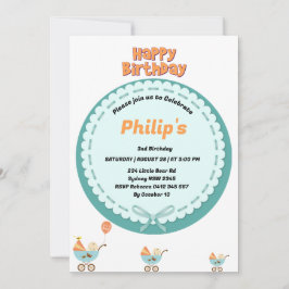 Invitación Bebé lindo en cumpleaños de coche