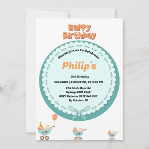 Invitación Bebé lindo en cumpleaños de coche