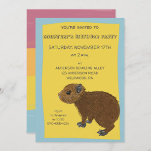 Invitación Bebé lindo Fiesta de Ilustracion Capybara