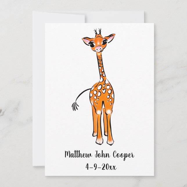 Invitación Bebé lindo Giraffe, animales de safari (Anverso)