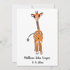 Invitación Bebé lindo Giraffe, animales de safari