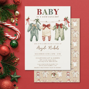 Invitación Bebé lindo hace frío fuera del Baby Shower inverna