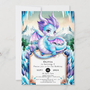 Invitación Bebé lindo Ice Dragon Cumpleaños