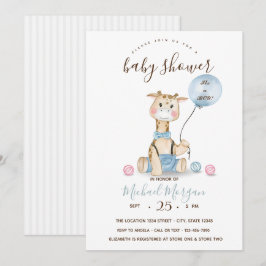 Invitación Bebé lindo jirafa globo estriba Baby Shower