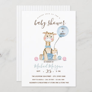 Invitación Bebé lindo jirafa globo estriba Baby Shower