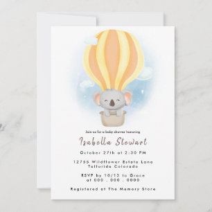 Invitación Bebé lindo Koala Balloon Safari Baby Shower