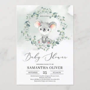 Invitación Bebé lindo koala verde eucalipto Baby Shower
