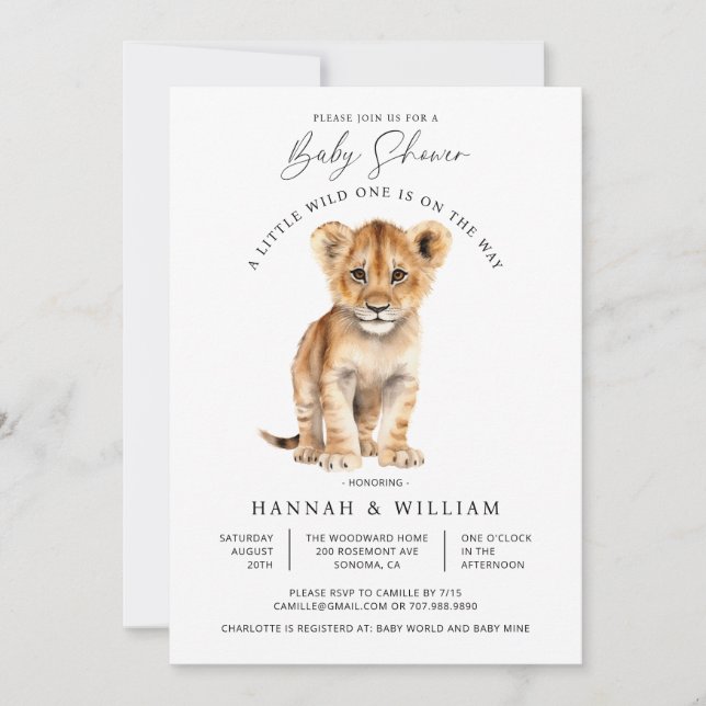 Invitación Bebé lindo León Baby Shower Sexo neutral (Anverso)