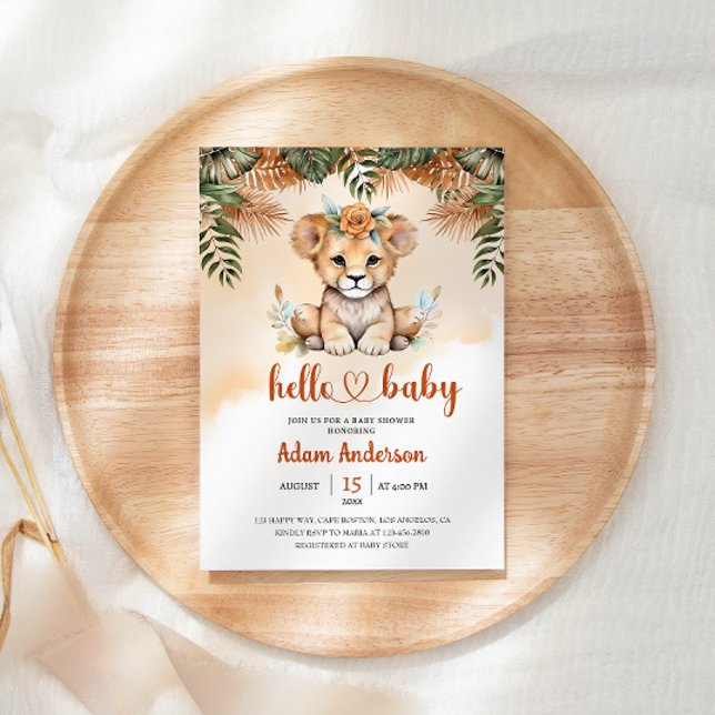 Invitación Bebé lindo león Safari Jungle Baby Shower (Subido por el creador)