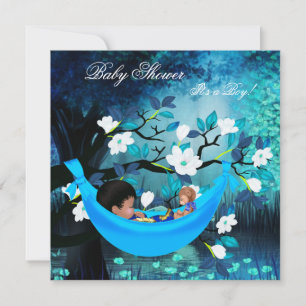 Invitación Bebé lindo para ducha de bebé Niño Azul Mágico