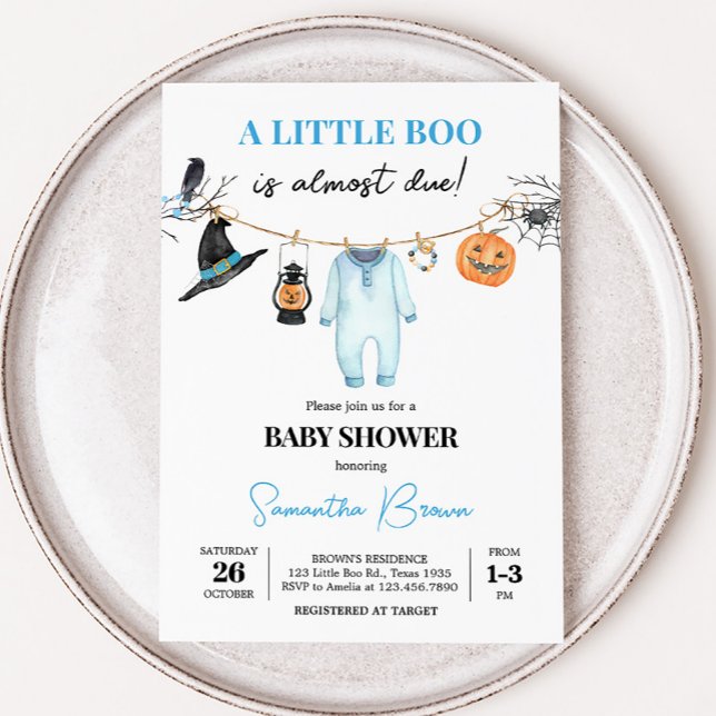 Invitación Bebé Little Boo Halloween Baby Shower (Halloween Baby Clothes Baby Shower Invitation
)