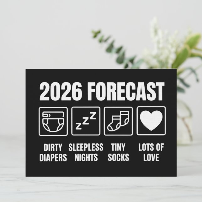 Invitación Bebé Llegando Pronto Pronóstico 2026 Fiesta de Beb (Anverso de pie)