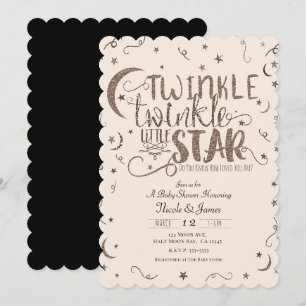 Invitación Bebé Lluvia de Estrellas en Rosa y Dorado Rose Gol