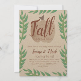 Invitación Bebé Lluvia de Hojas Calabaza Marrón Kraft Shower
