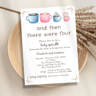 Invitación Bebé Lluvia de regalos temática de café en acuarel