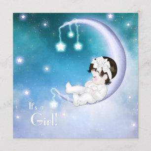 Invitación Bebé Luna Purpura Fiesta de Cumpleaños Niña