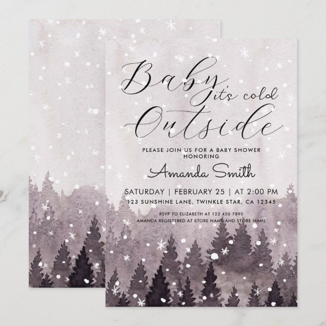 Invitación Bebé mágico hace frío fuera del Chica Baby Shower (Anverso / Reverso)