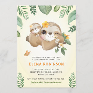 Invitación Bebé mami jungla eslova género Baby Shower neutral