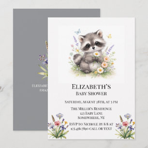 Invitación Bebé Mapache del Bosque Adorable: Baby Shower