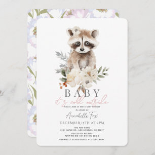 Invitación Bebé mapache hace frío fuera de Baby Shower