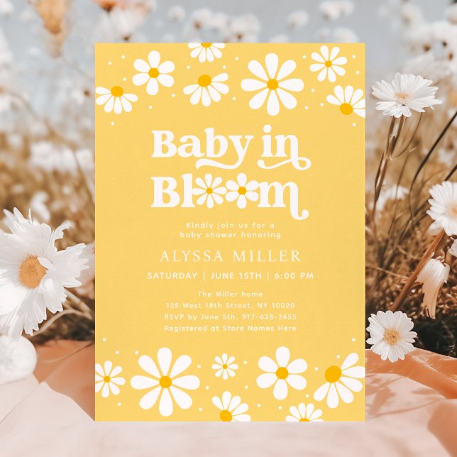 Invitación Bebé margarita amarillo en el Baby Shower en flor (Subido por el creador)
