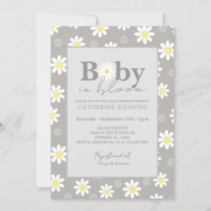 Invitación Bebé margarita beige en ducha de flores