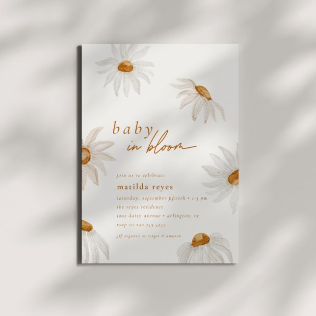 Invitación Bebé margarita en flor caída rusa Boho Baby Shower (Subido por el creador)