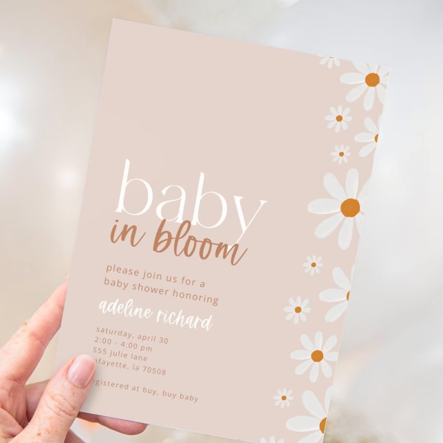 Invitación Bebé margarita en un Baby Shower floreciente (Subido por el creador)
