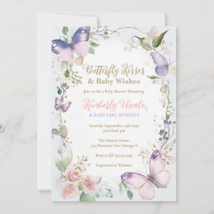 Invitación Bebé mariposa Besos de mariposa baby shower