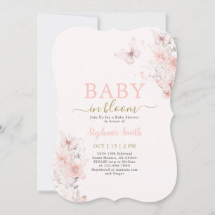 Invitación Bebé mariposa en un Chica de Baby Shower en Bloom
