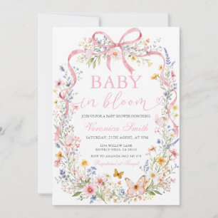 Invitación Bebé Mariposa Flor Silvestre en Flor