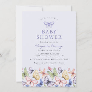 Invitación Bebé Mariposa Púrpura: Fiesta Prenatal